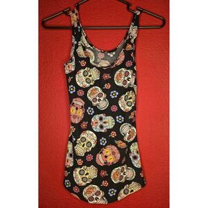 Sugar Skull Tank Top Sleeveless Black Day of the Dead XS No‎ Boundaries